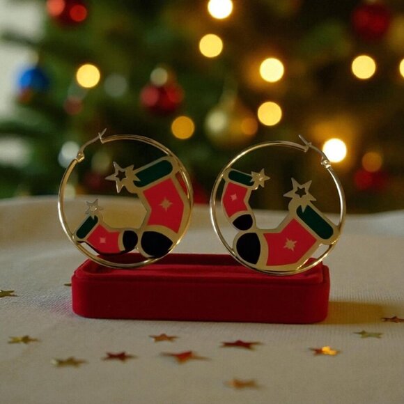 🎅NEW!!!  Christmas Stockings Earrings - Christmas Earrings Fashion 🎅 - Picture 3 of 6